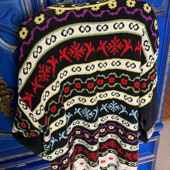 Vintage 90s Susan Melizan Cotton Knit Tunic Top Sweater Woven USA Art To Wear XL - Picture 4 of 4